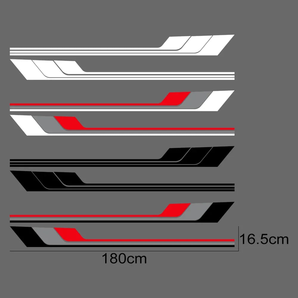 Tricolor Door Side Skirt Trim Decal for Audi TT (8N MK1, 8J MK2, 8S MK3) | 2-Piece Vinyl Coupe Graphic