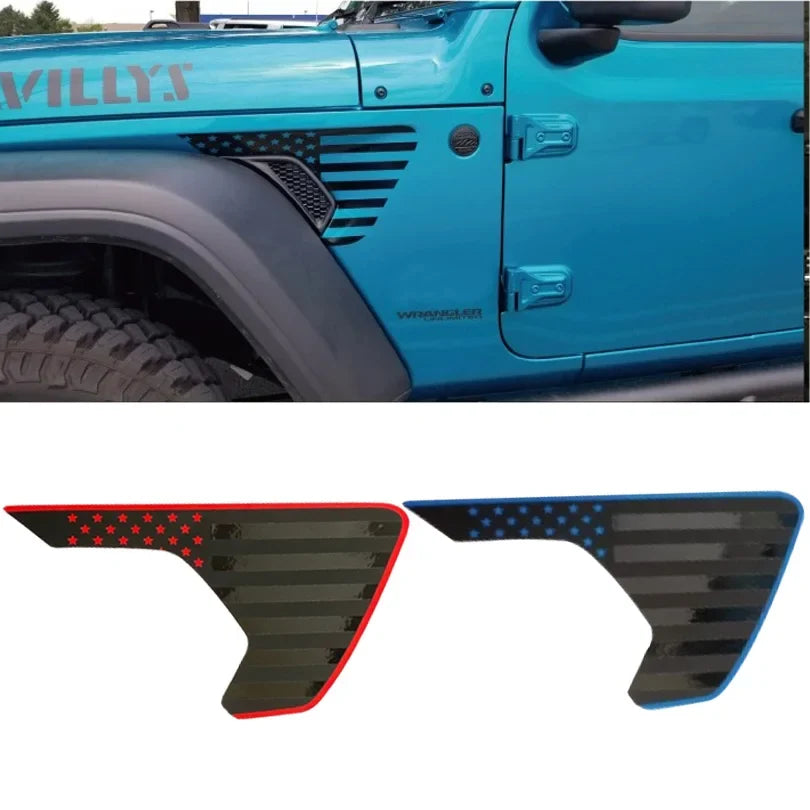American Flag Hood, Fender Vent & Side Decal Kit for Jeep Wrangler JL / Gladiator (2018–2023) | Matte Vinyl