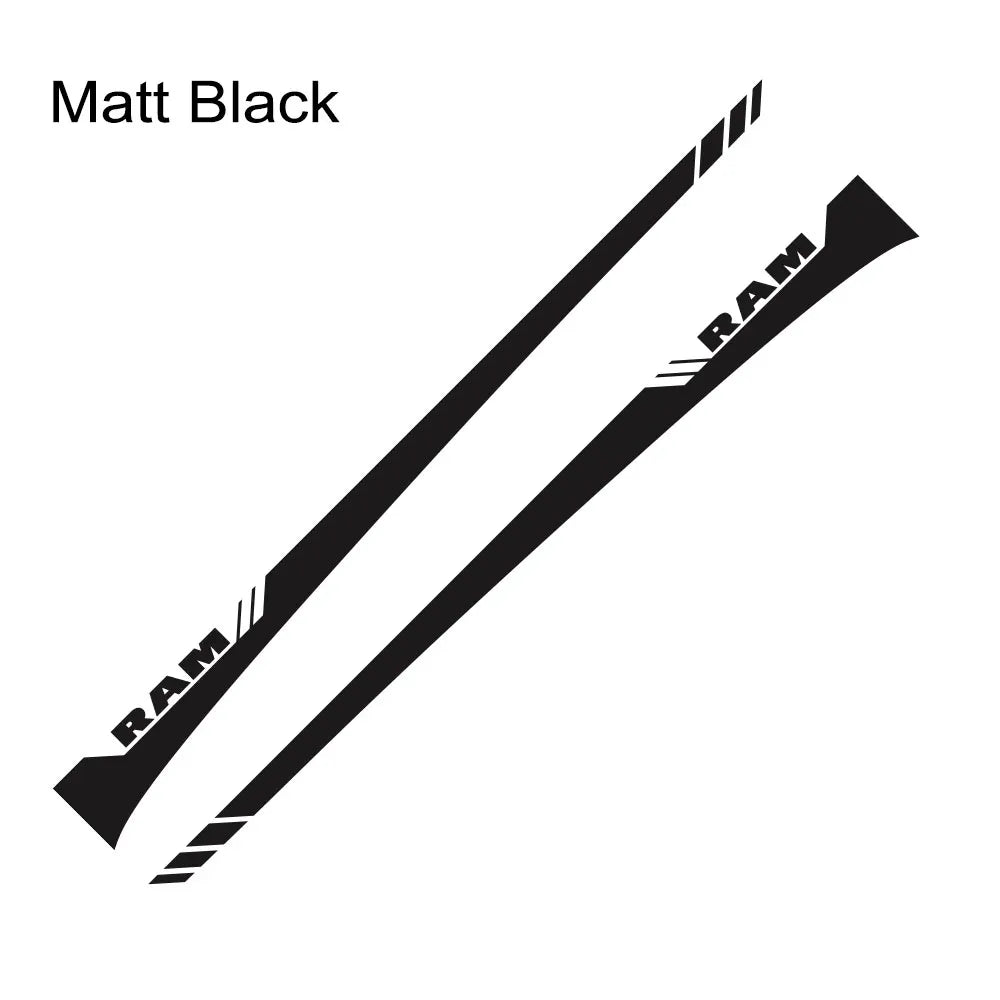 Dodge RAM Door Side Skirt Graphic Decal Kit (2 Pcs) – Custom Vinyl Sticker | 1500, 2500, Rebel, RTX | 12 Finishes