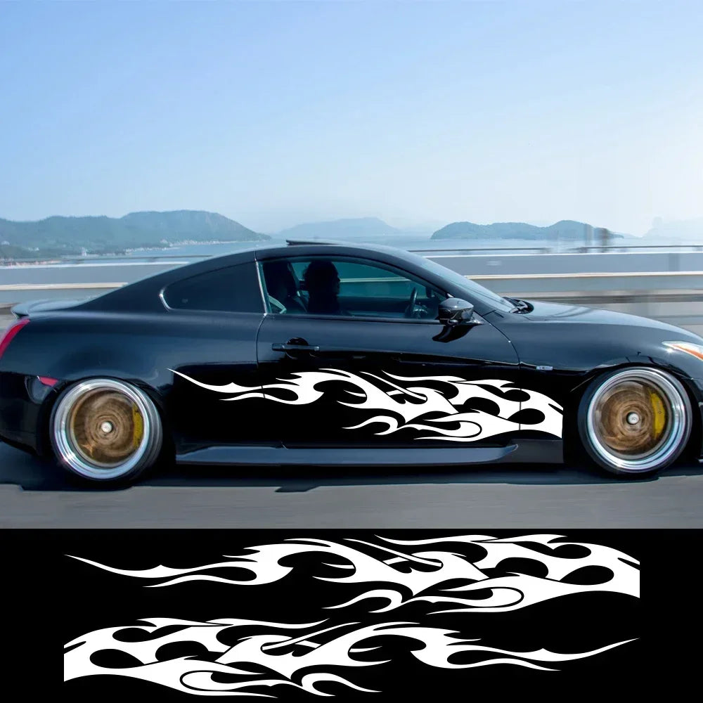 Flame Graphics Side Body Sticker | 2-Piece Universal Vinyl Sports Racing Decal