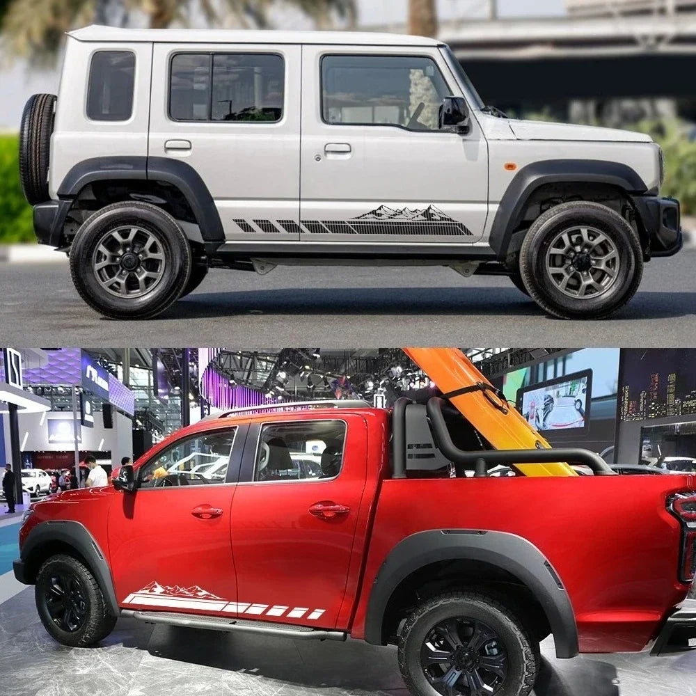 Mountain Peak Off-Road Vinyl Decal for Suzuki Jimny & Ford Bronco | 2-Piece Body Sticker