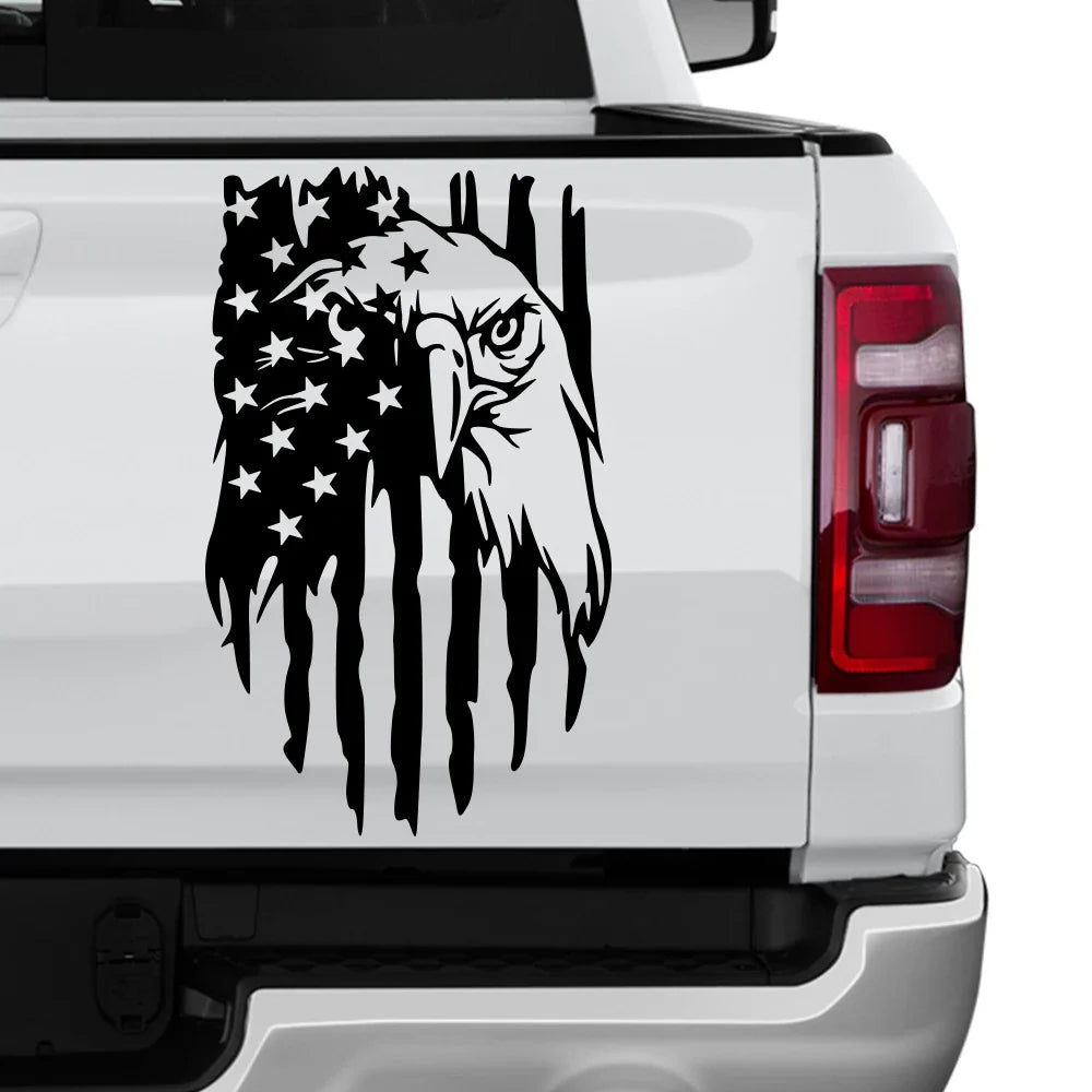 American Bald Eagle Flag Tailgate Decal – Pickup Truck Vinyl Sticker | Ford F-150, Tacoma, Hilux, D-Max, Dodge Ram