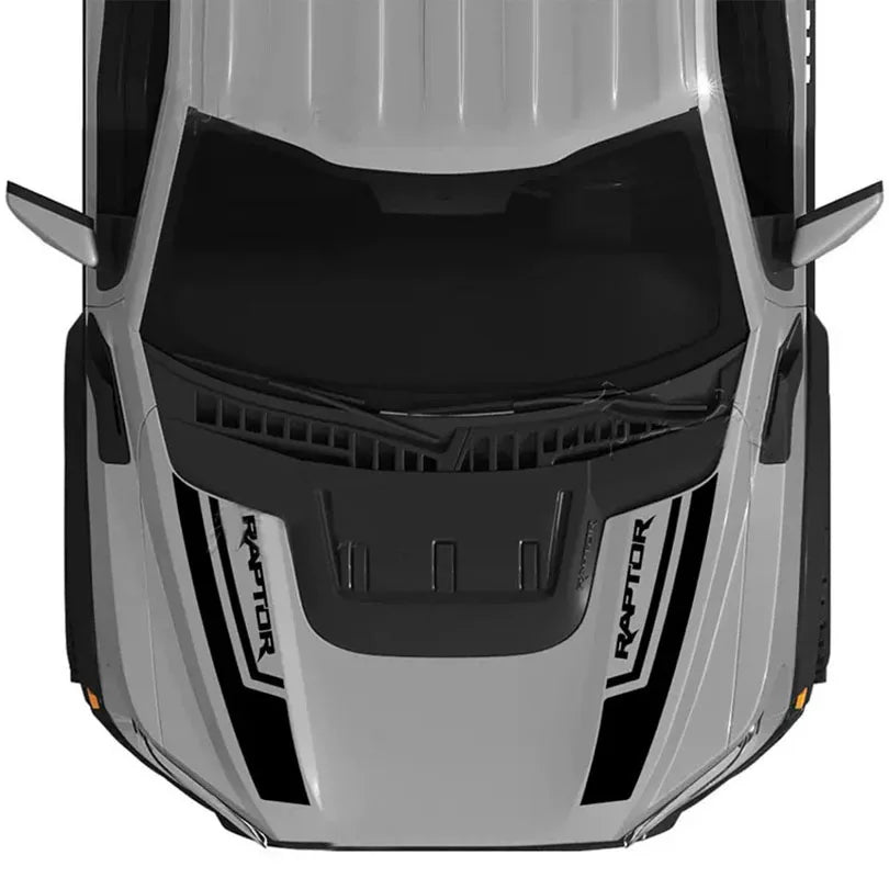 Custom Matte Black Engine Hood Stripe Kit | Front Graphics for Ford Raptor / Mustang