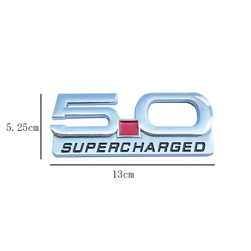 3D Metal 5.0 Supercharged Fender & Trunk Badge | Ford Mustang Styling Emblem