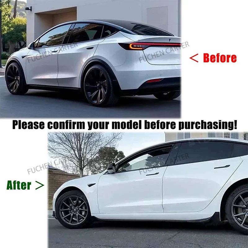 ABS Side Skirt Extension Body Kit for Tesla Model Y Juniper (2025) | Fast Aero Gloss Finish