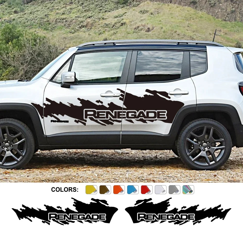 Splash Motor Door Side Skirt Decal for Jeep Renegade / JK | 2-Piece Vinyl Film Graphic
