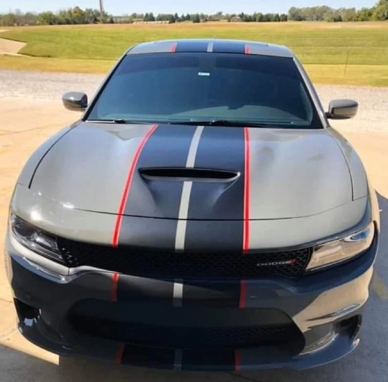 Twin Two-Tone Rally Stripe Body Decal for Dodge Charger (2005+) | Full-Body KK Vinyl Kit