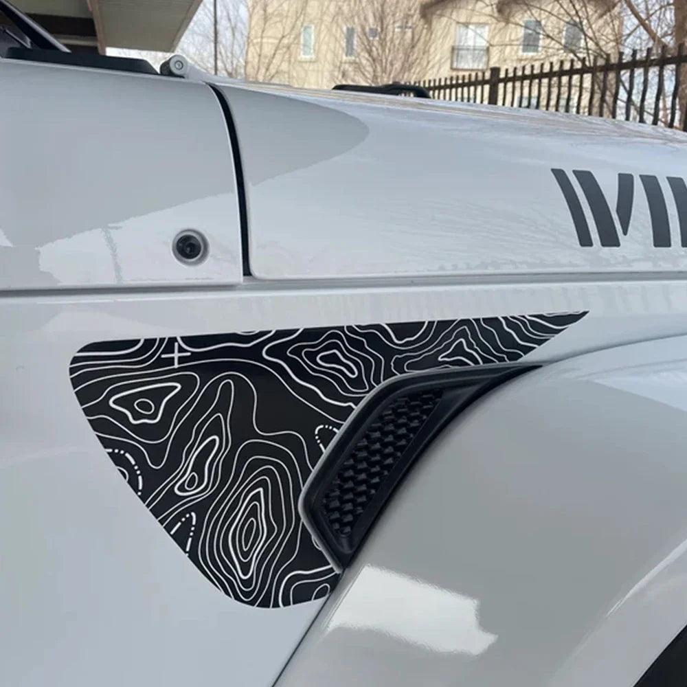Jeep Wrangler JL / JLU & Gladiator JT Topographic Fender Vent Decal – PVC Vinyl Sticker (2018–2026)