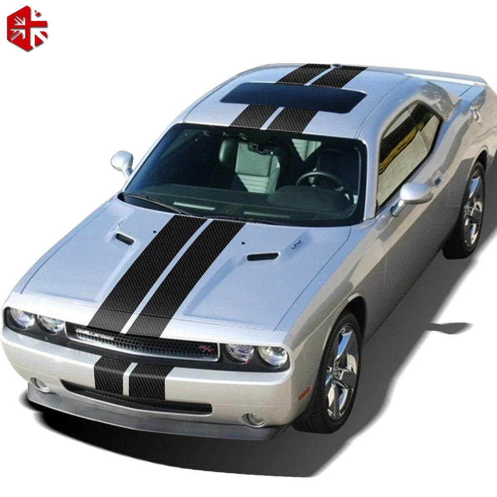 Front-to-Rear Racing Stripe Body Decal Kit | Hood, Roof, Trunk & Bonnet Vinyl Graphics