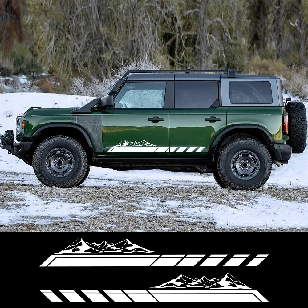 Mountain Peak Off-Road Vinyl Decal for Suzuki Jimny & Ford Bronco | 2-Piece Body Sticker