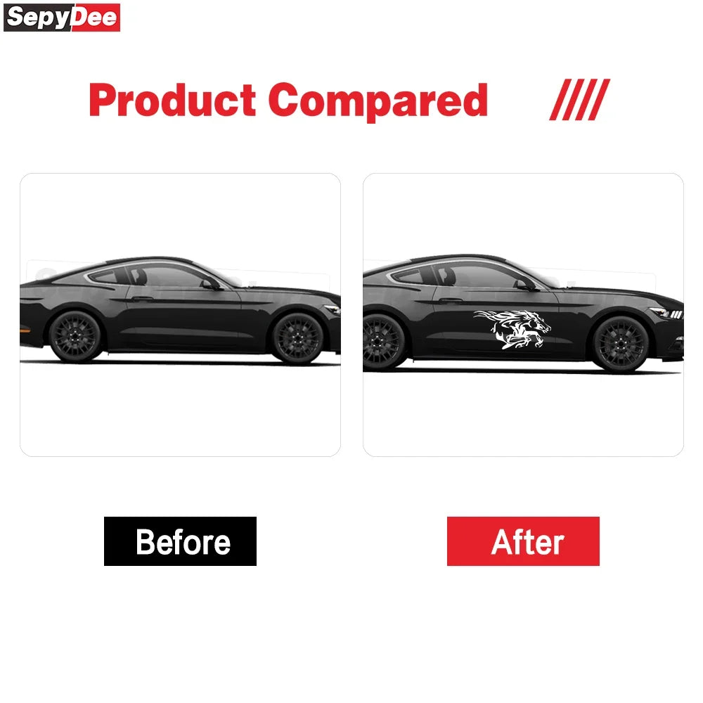 Running Horse Side & Rear Fender Decal | 2-Piece Vinyl for Mustang, Challenger, Porsche & Ford