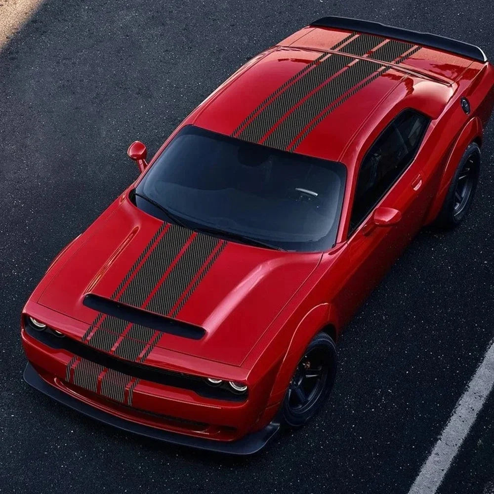 Racing Stripe Hood & Trunk Decal Kit for Dodge Challenger SXT / R/T / SRT (2011–2024) | Vinyl Body Graphics