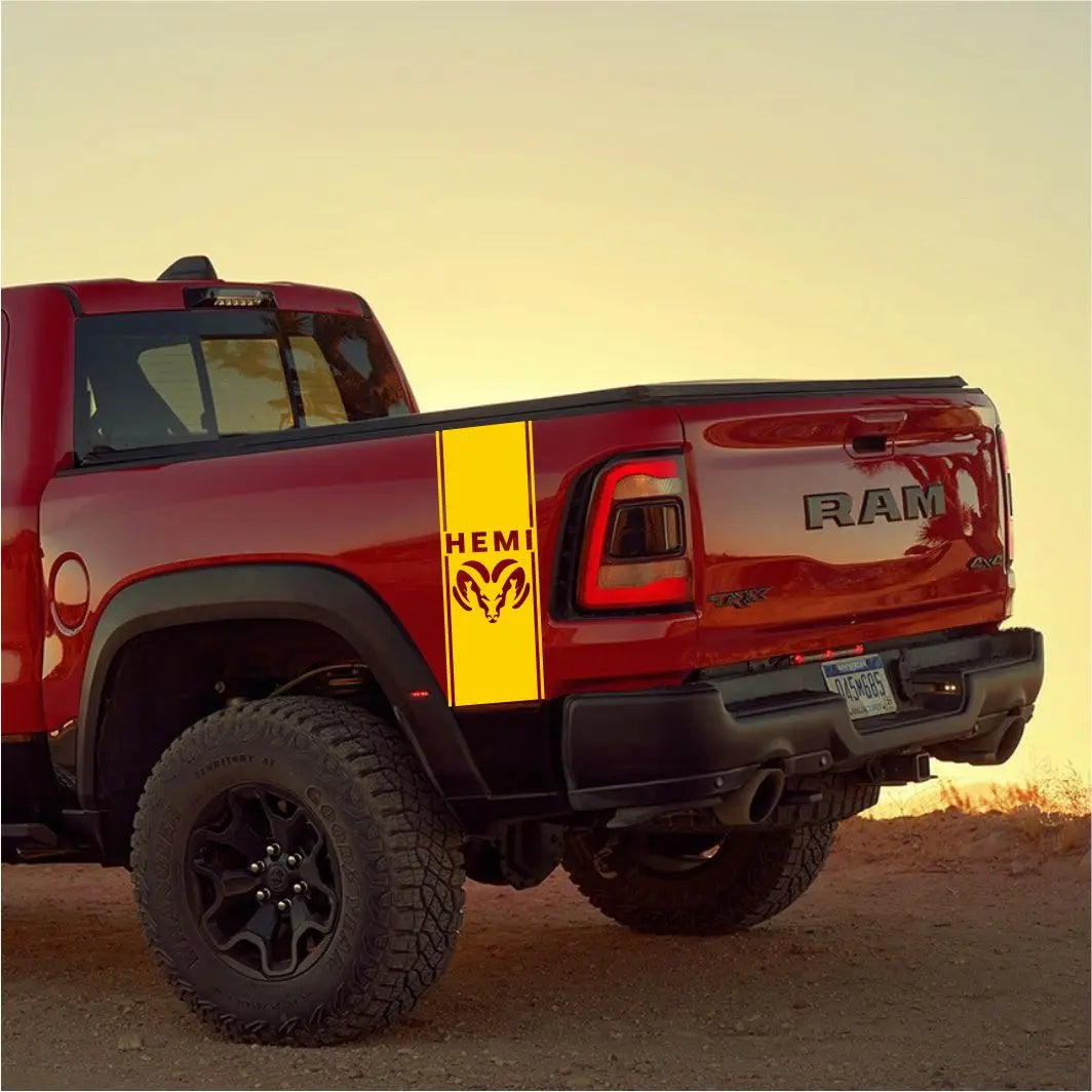 Dodge RAM Creative Stripe Graphic Decal Kit (2 Pcs) – Rear Body Vinyl Sticker | 1500, 2500, 3500, Rebel, Mopar | 2 Styles, 11 Colors