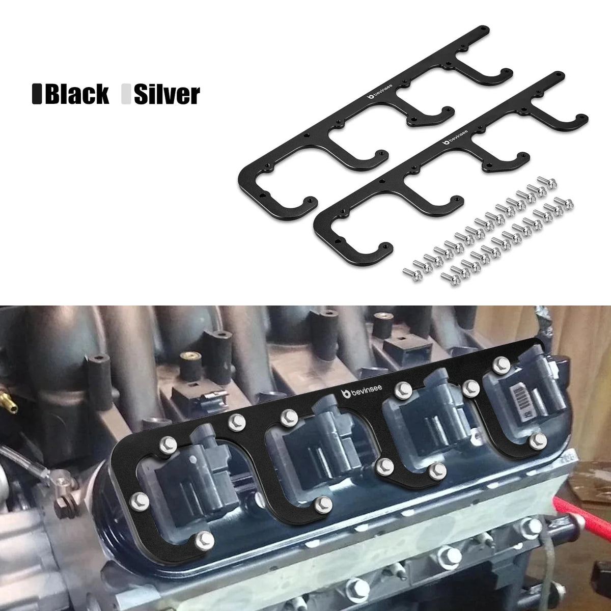 Chevrolet LS Engine Billet Aluminium D581 Square Coil Bracket Set 1997 - 2014 (4.8L / 5.3L / 5.7L / 6.0L / 6.2L / 7.0L V8)