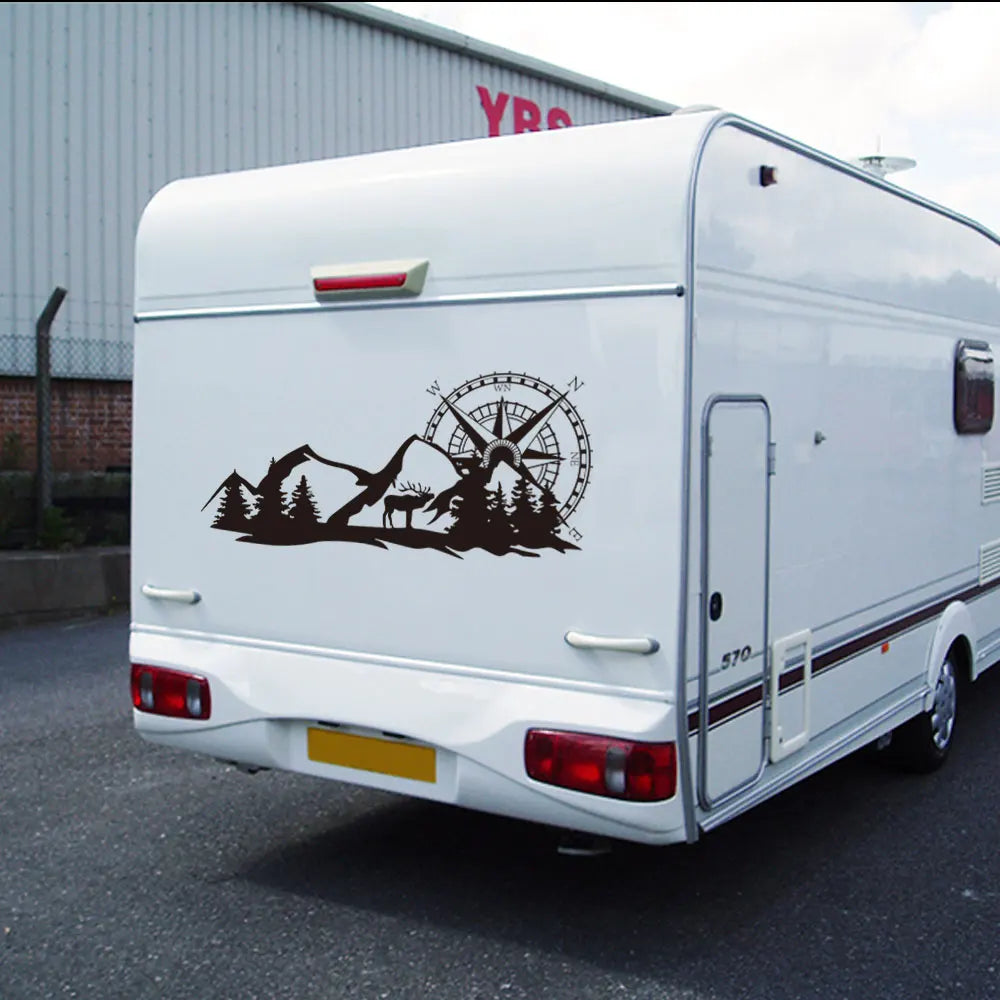 Forest Mountain Scenic Vinyl Decal – Motorhome, RV, Caravan & Camper Van Body Graphic | 3 Sizes, 12 Finishes
