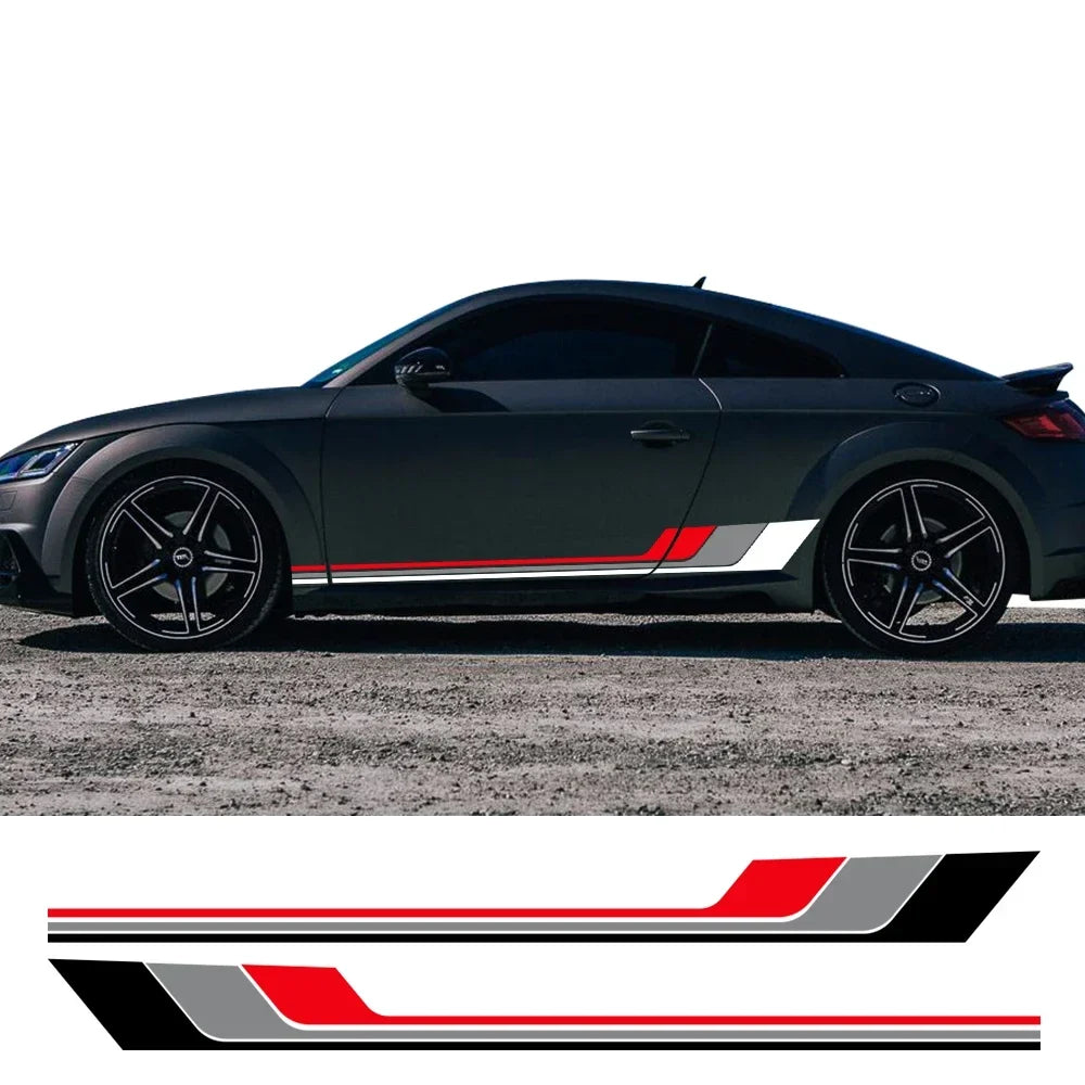 Tricolor Door Side Skirt Trim Decal for Audi TT (8N MK1, 8J MK2, 8S MK3) | 2-Piece Vinyl Coupe Graphic
