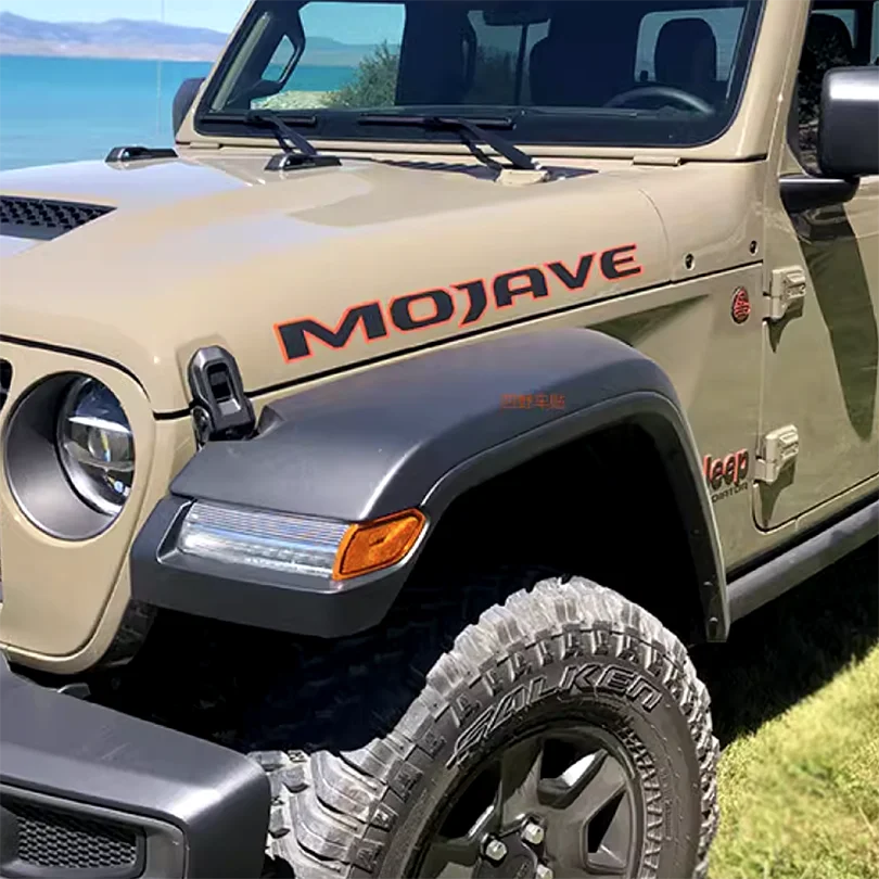 Reflective Matte Mojave Hood Graphic for Jeep Wrangler JL/JK & Gladiator JT (2018–2023) | Outlined Blackout Vinyl
