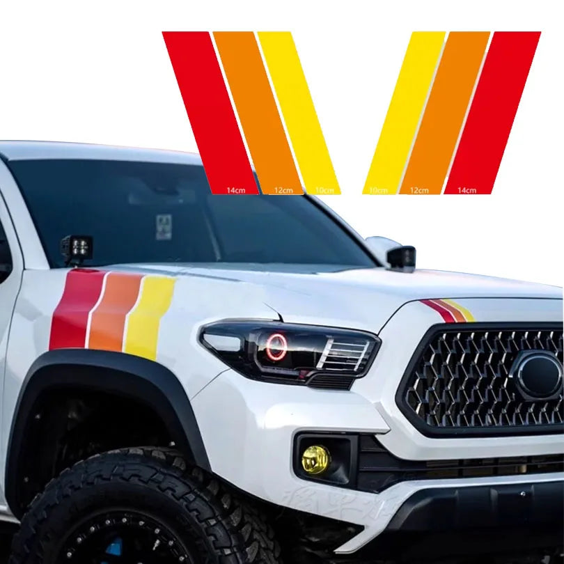 Retro Tri-Color Sunset Stripe Decal for Toyota 4Runner (2009–2024) | Fender, Hood, Trunk & Grille Vinyl