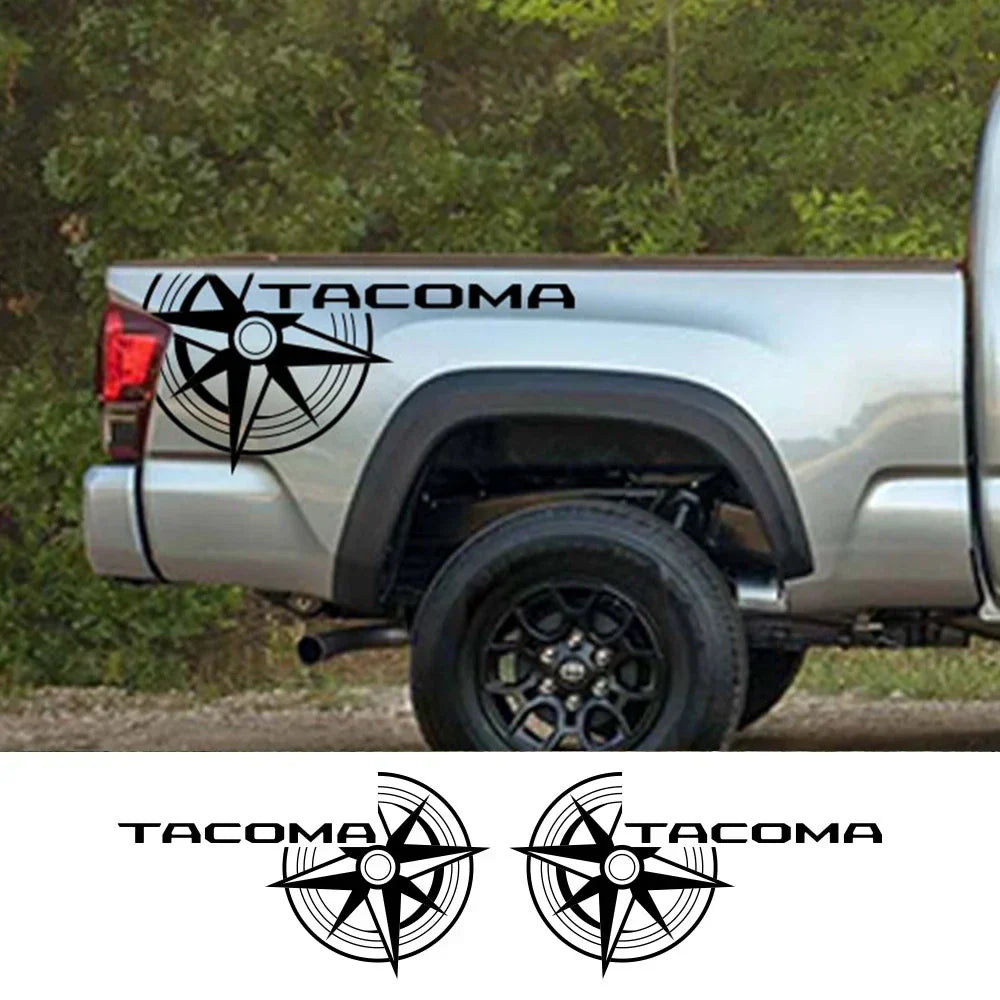 Compass Trunk Bed Side Decal for Toyota Tacoma TRD | 2-Piece Vinyl Film Graphics