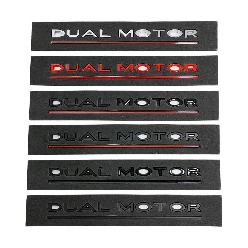 3D ABS DUAL MOTOR Chrome Red Line Emblem Badge for Tesla | Trunk & Body Styling Sticker