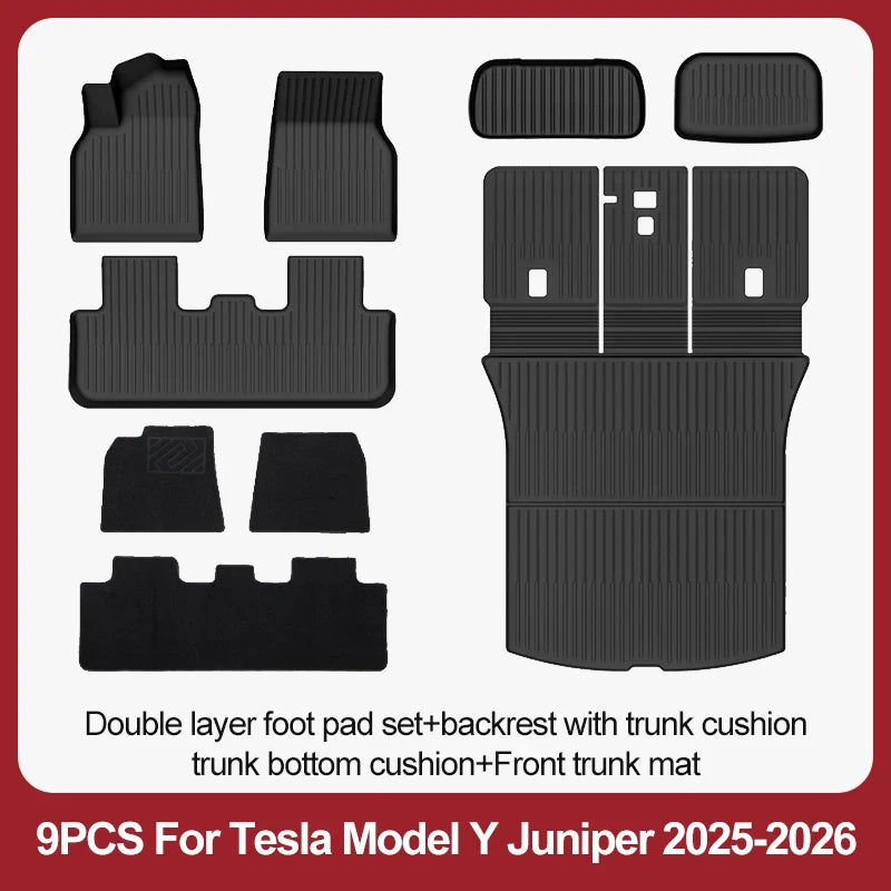 TPE Floor Mats & Luggage Mat for Tesla Model Y Juniper Premium / Performance (2025+) | All-Weather Set