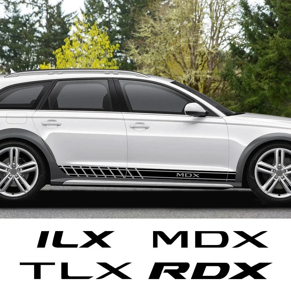 Long Door Side Skirt Stripe Decal for Acura RDX / MDX / TLX / ILX | Sport Vinyl 2-Piece Kit