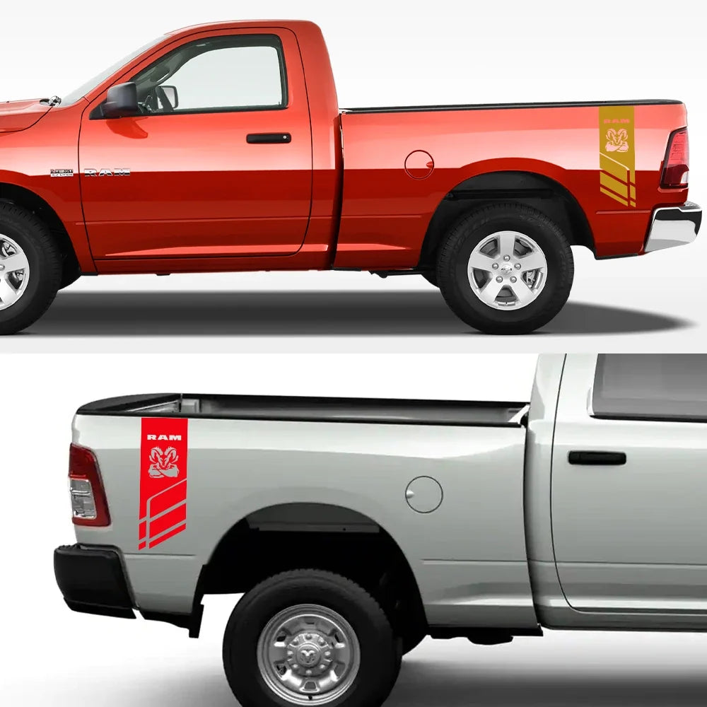 Back Door & Side Decal for Dodge RAM 1500 / 2500 HEMI Rebel 5.7L | Pickup Vinyl Sticker