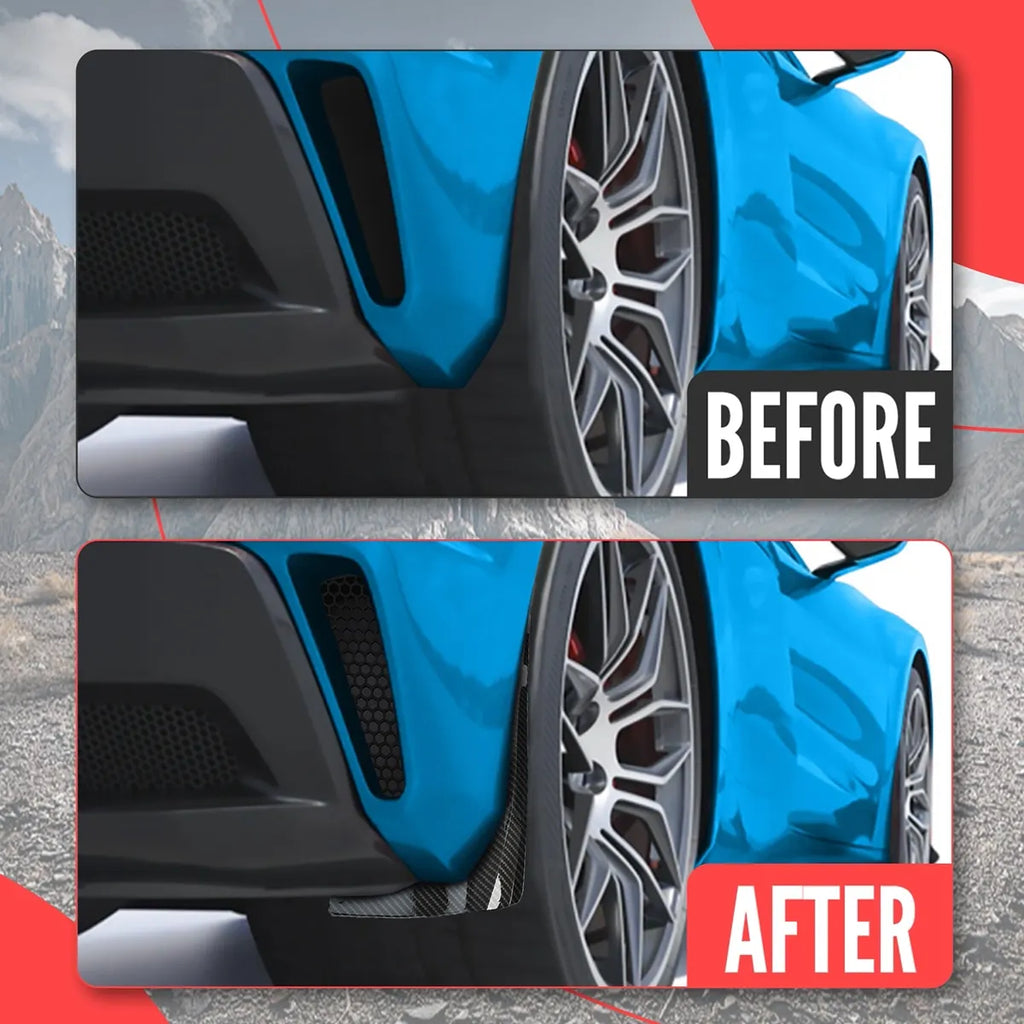 Rear Mudguard Extended Body Kit Flaps & Guards Carbon Fiber for Chevrolet Corvette C8 | Black