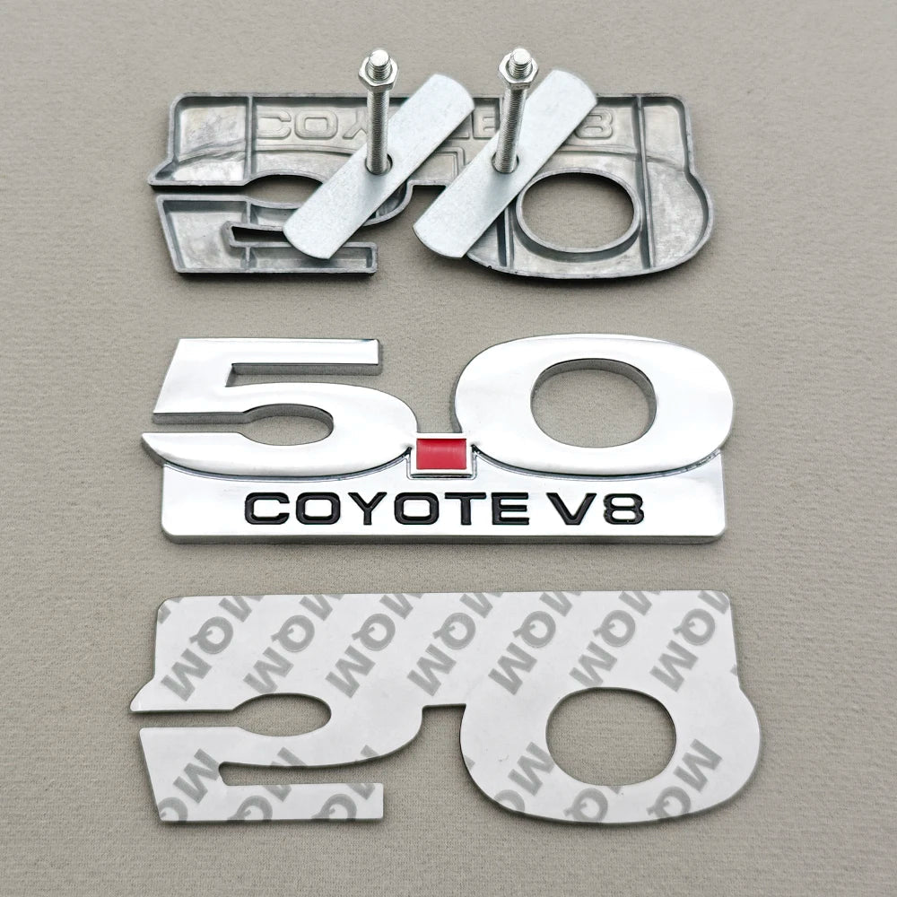 3D Metal 5.0 COYOTE V8 Badge | Grille, Trunk & Fender Emblem for Ford Mustang