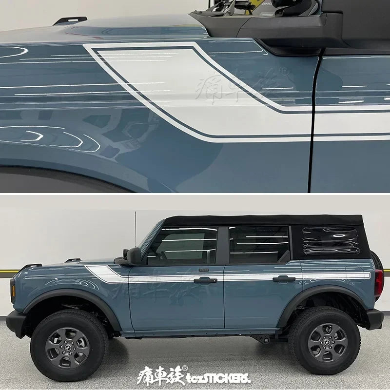 Custom Sports Body & Hood Modification Vinyl Decal Kit for Ford Bronco | PVC Full-Body Wrap