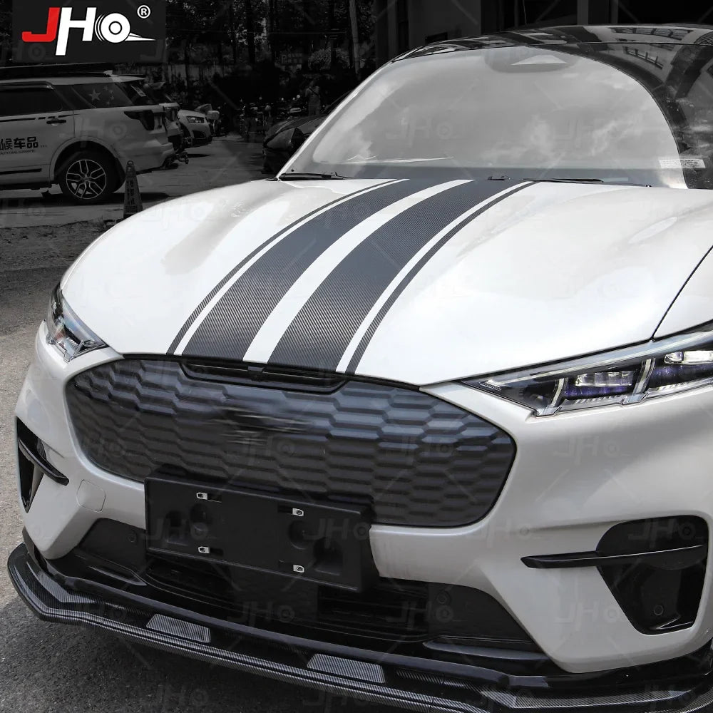 Ford Mustang Mach-E Hood & Body Stripe Decal Kit – 3D Carbon Fiber Vinyl (2021–2023)