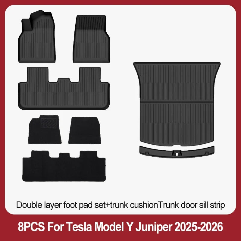 TPE Floor Mats & Luggage Mat for Tesla Model Y Juniper Premium / Performance (2025+) | All-Weather Set