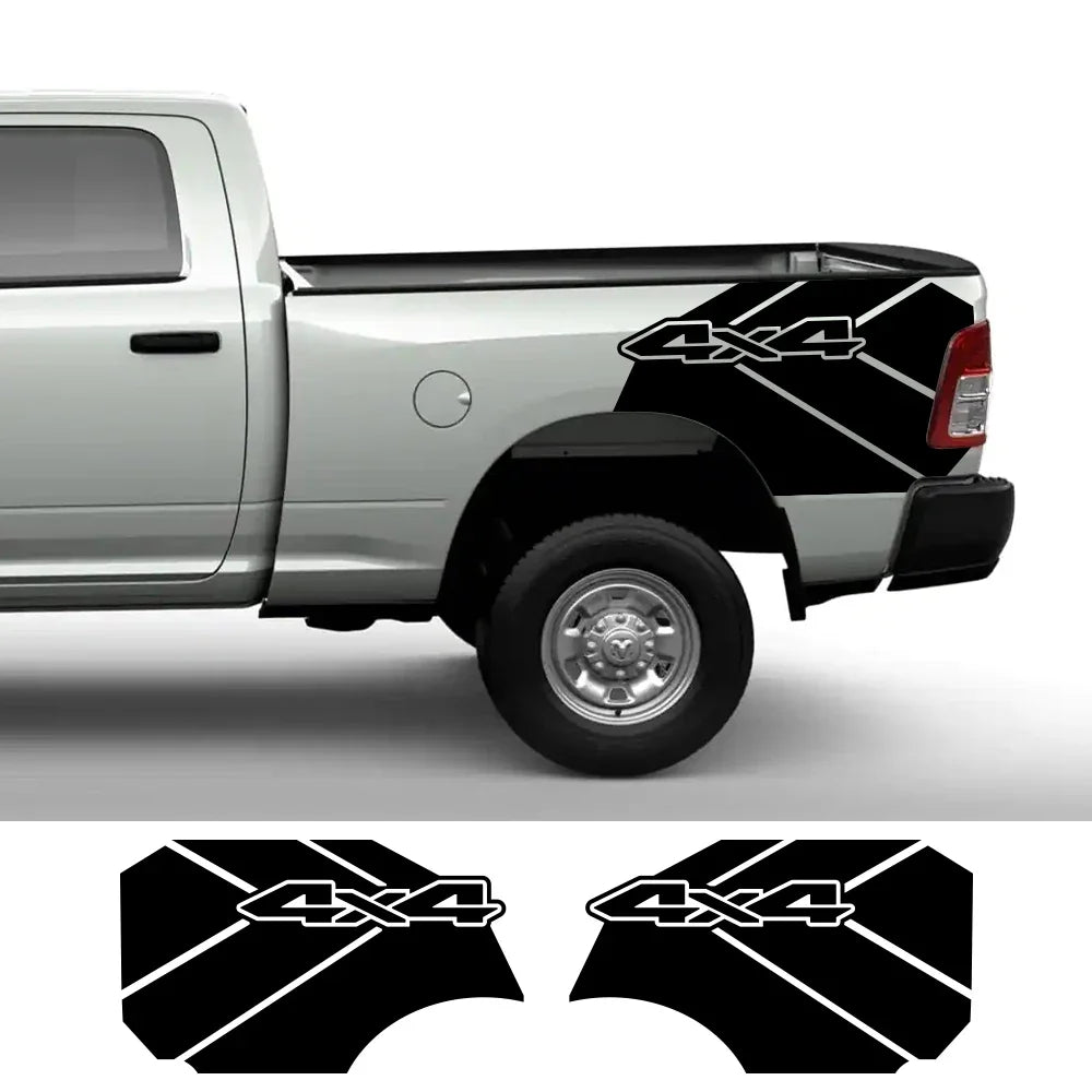 Dodge RAM Rebel & TRX Rear Bed Side Grunge 4x4 Vinyl Graphic Decal – Truck Bed & Trunk Decor | 12 Finishes