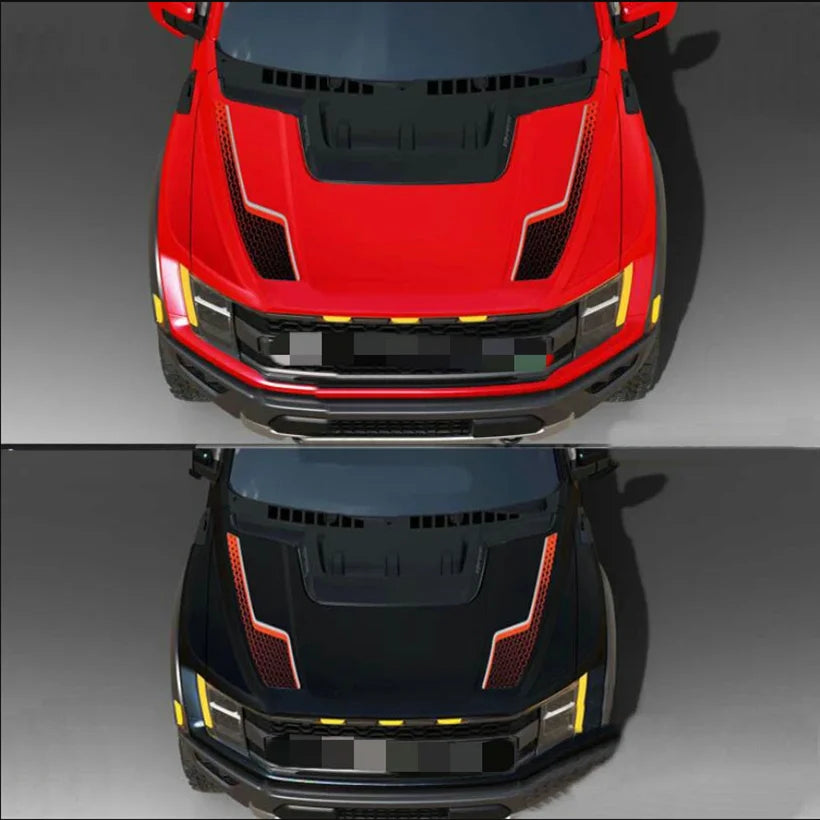 Hood Scoop Stripe Decal for Ford F-150 Raptor Gen 3 (2021–2023) | Precut Bonnet Vinyl Graphics