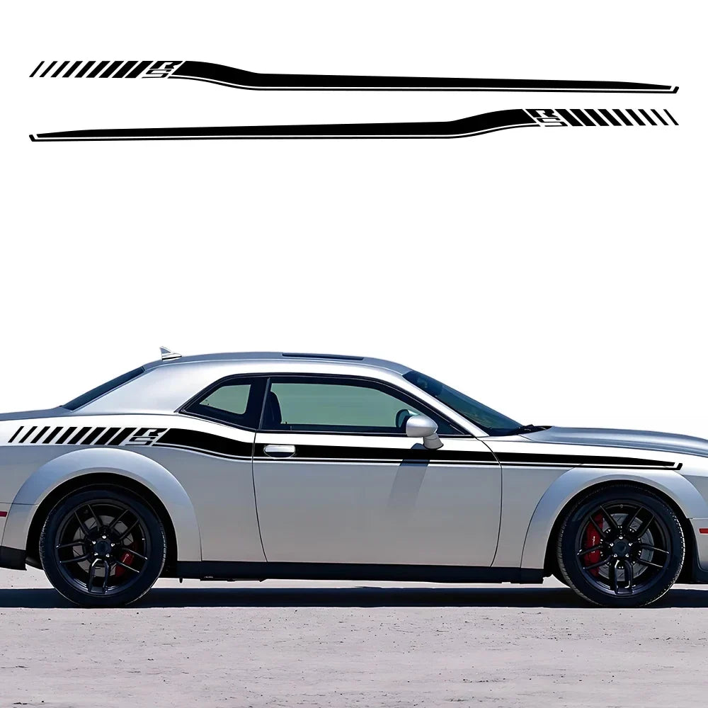 Dodge Challenger Full-Length Waistline Accent Stripe Decal Kit (2 Pcs) – Body Side Vinyl Graphic | 2008–2023 RS | 8 Finishes