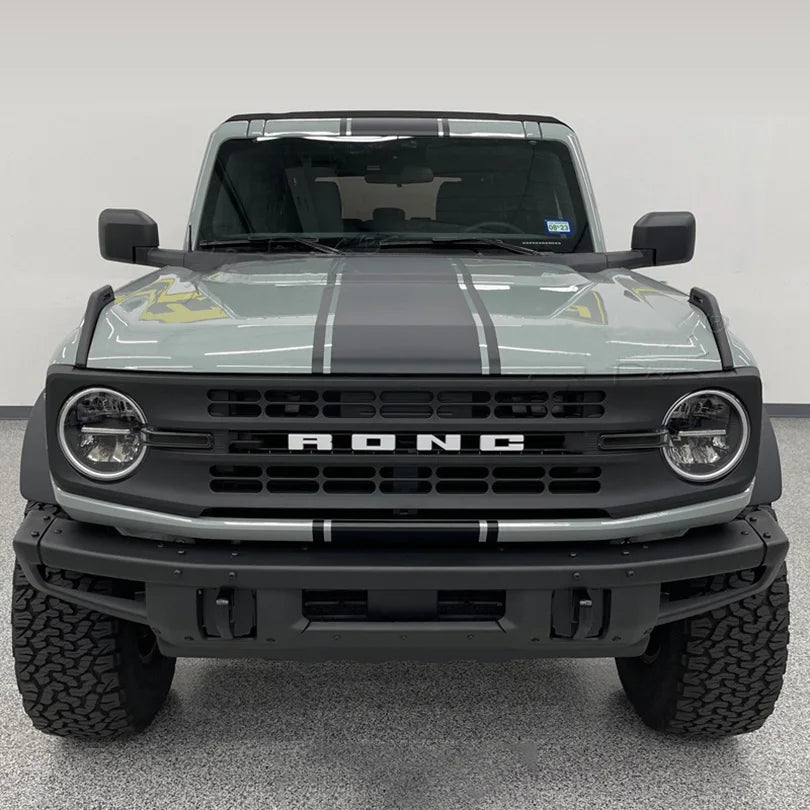Matte Black Double Stripe Hood Scoop Decal for Ford Bronco (2021–2023) | Personalized Vinyl Overlay