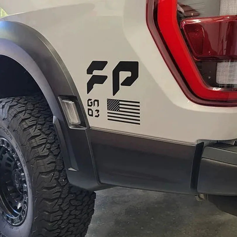 FP Performance USA Flag Bedside Decal for Ford F-150 / F-250 Raptor (Gen 1, 2 & 3) | Vinyl Sticker Pair