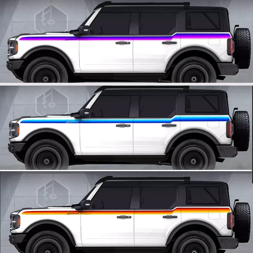 Colored Side & Waistline Stripe Decal for Ford Bronco (2021–2023) | Blackout Vinyl Body Wrap
