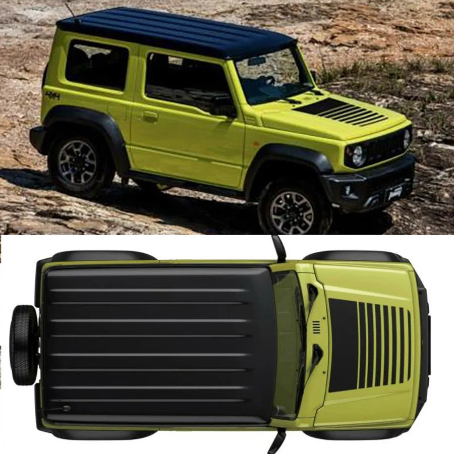 Matte Black 4x4 Off-Road Topo Map Hood Decal for Suzuki Jimny (2020–2021) | Adventure Vinyl Graphics