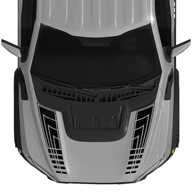 Custom Matte Black Engine Hood Stripe Kit | Front Graphics for Ford Raptor / Mustang