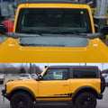 Matte Black Wildtrak Hood & Mountain Waistline Stripe Decal for Ford Bronco (2021–2023) | Off-Road Vinyl