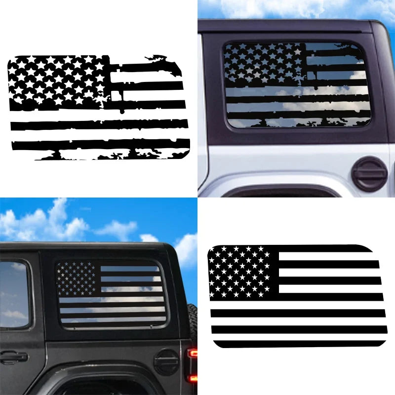 USA Flag Rear Window Decorative Decal for Jeep Wrangler (2021–2024) | Vinyl Cover Sticker