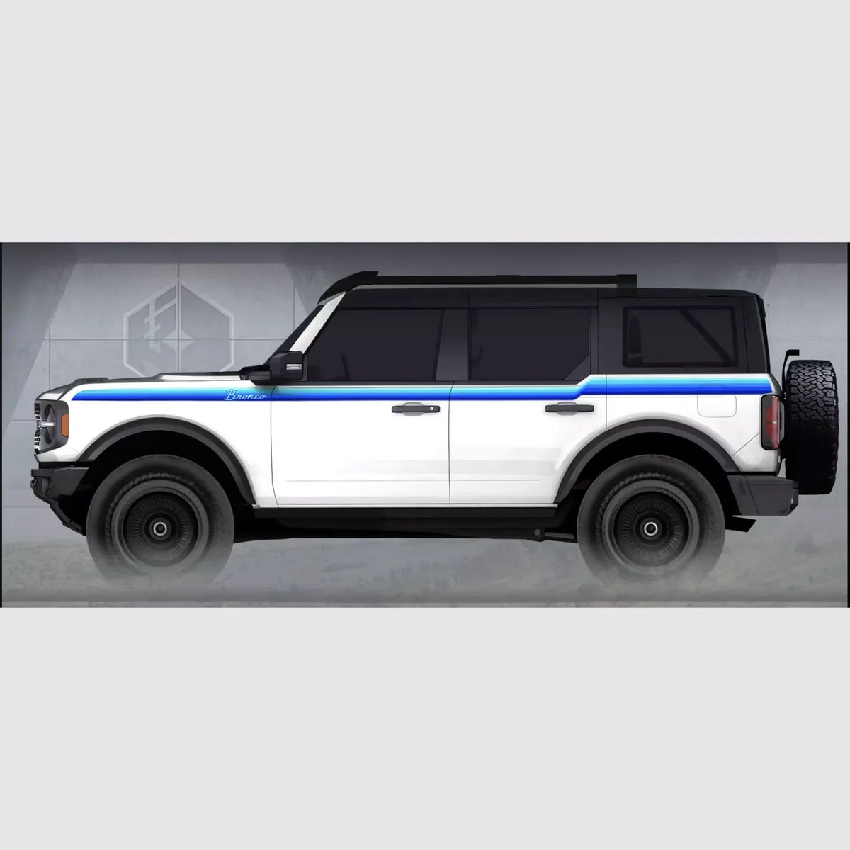 Colored Side & Waistline Stripe Decal for Ford Bronco (2021–2023) | Blackout Vinyl Body Wrap