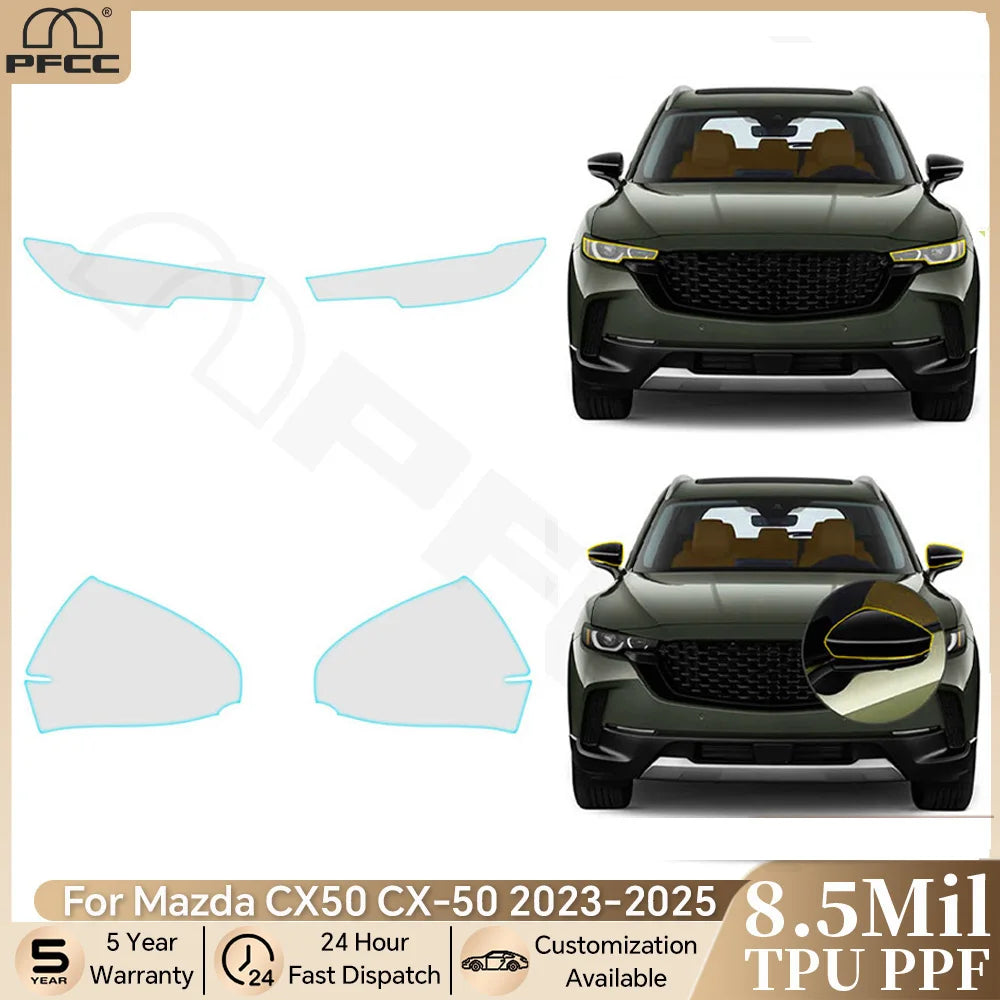 Precut PPF for Mazda CX-50 (2023–2025) | TPU Headlight, Mirror & Pillar Paint Protection Film