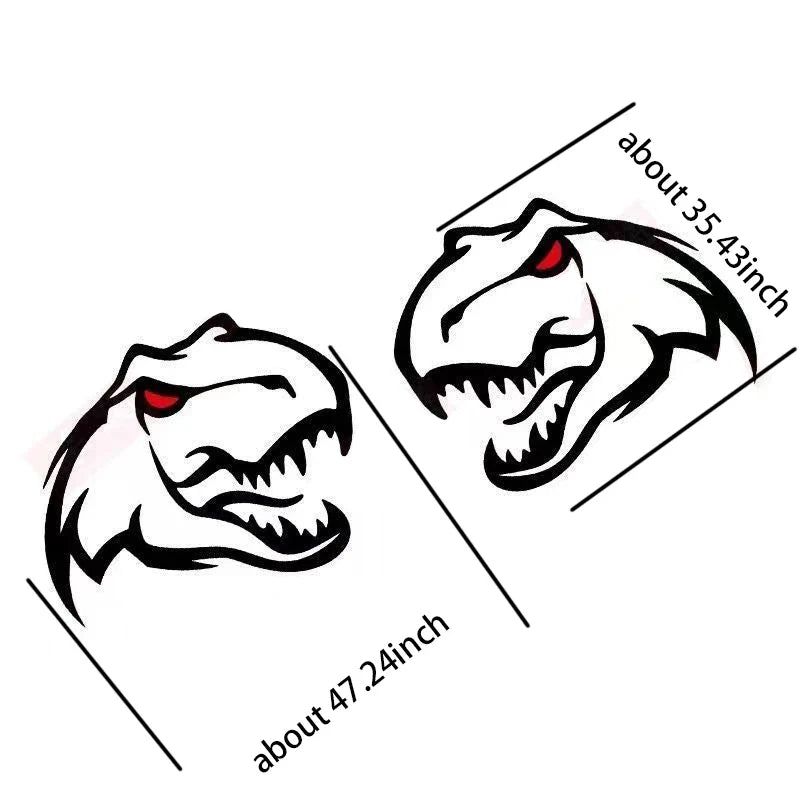 Ferocious Dinosaur Head Body Decal – Large Format Vinyl Sticker for Dodge Challenger & RAM TRX | Both Sides, Black