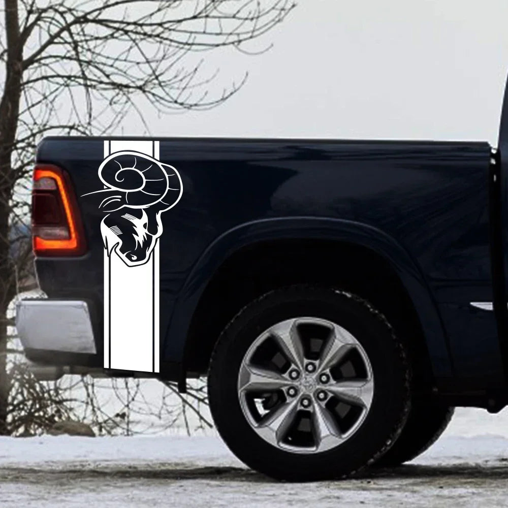 Dodge RAM Bed Side Graphic Kit – Pickup Truck Vinyl Decal Set (2 Pcs) | 1500, 2500, 3500, Rebel, TRX | 12 Finishes