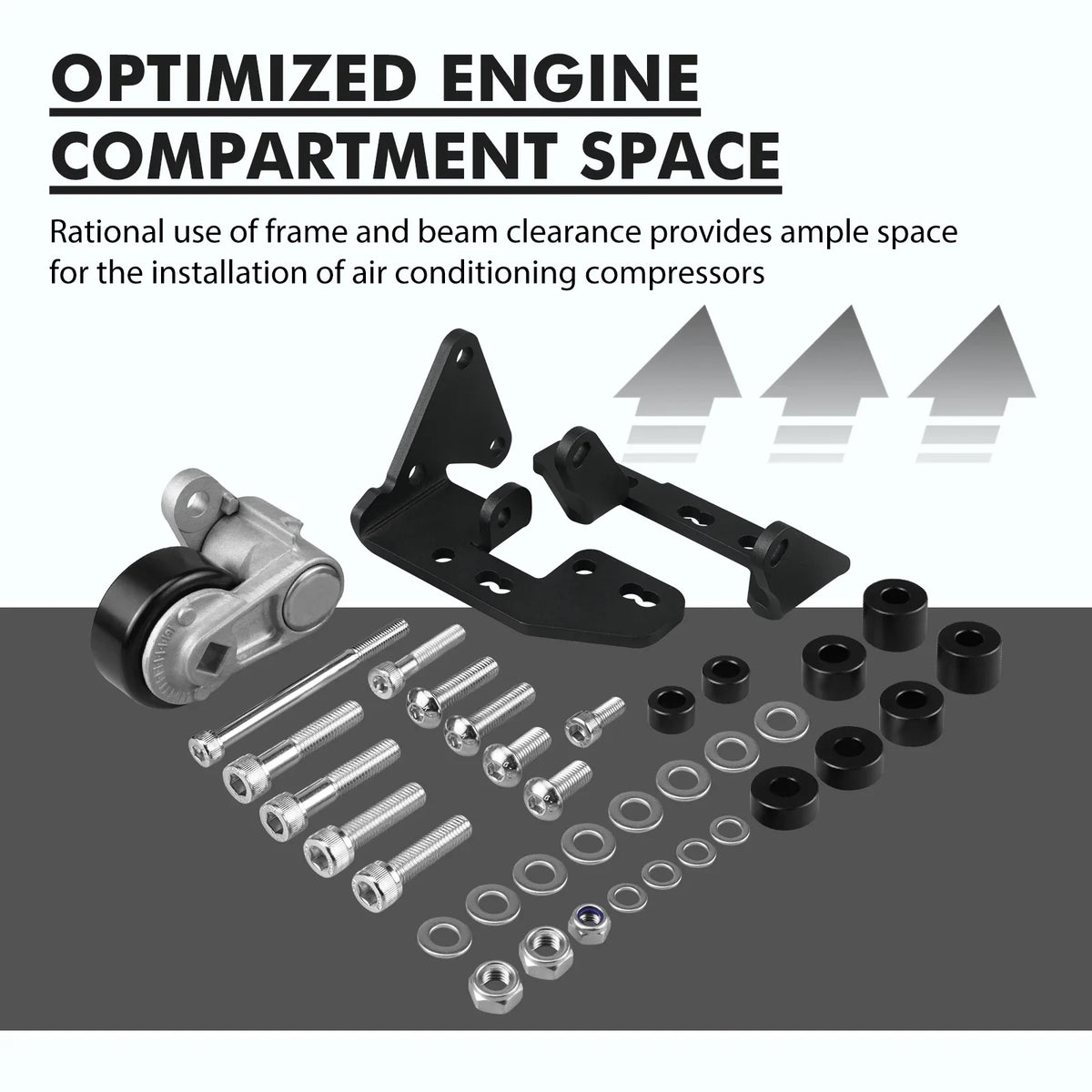 Chevrolet LS Gen 3 / Gen 4 Truck & SUV Passenger Side Low Mount A/C Compressor Bracket Kit for Sanden SD7B10 / 7176 Compressor (1999 - 2013)