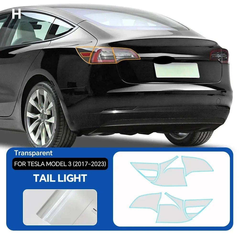 Precut PPF for Tesla Model 3 (2020–2023) | TPU Headlight, Mirror, Door Handle & Tail Light Film
