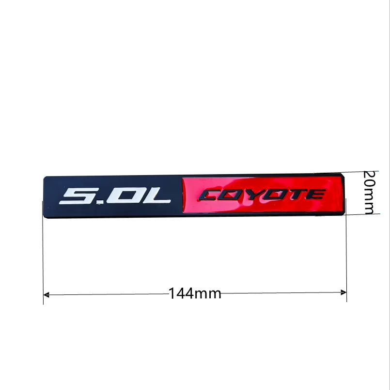 5.0L COYOTE Metal Badge | Trunk & Fender Emblem Sticker for Ford Mustang