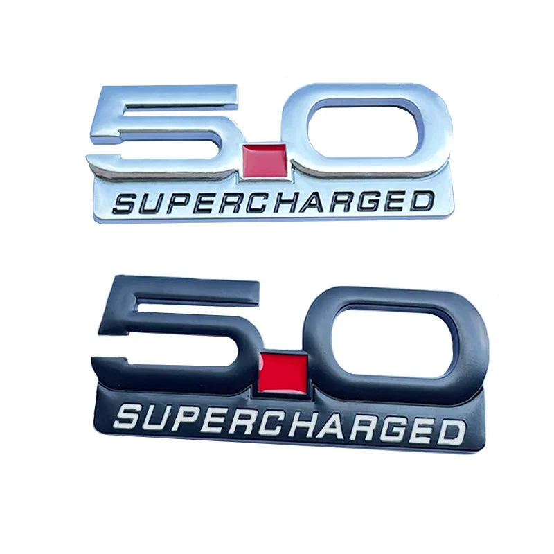 3D Metal 5.0 Supercharged Fender & Trunk Badge | Ford Mustang Styling Emblem